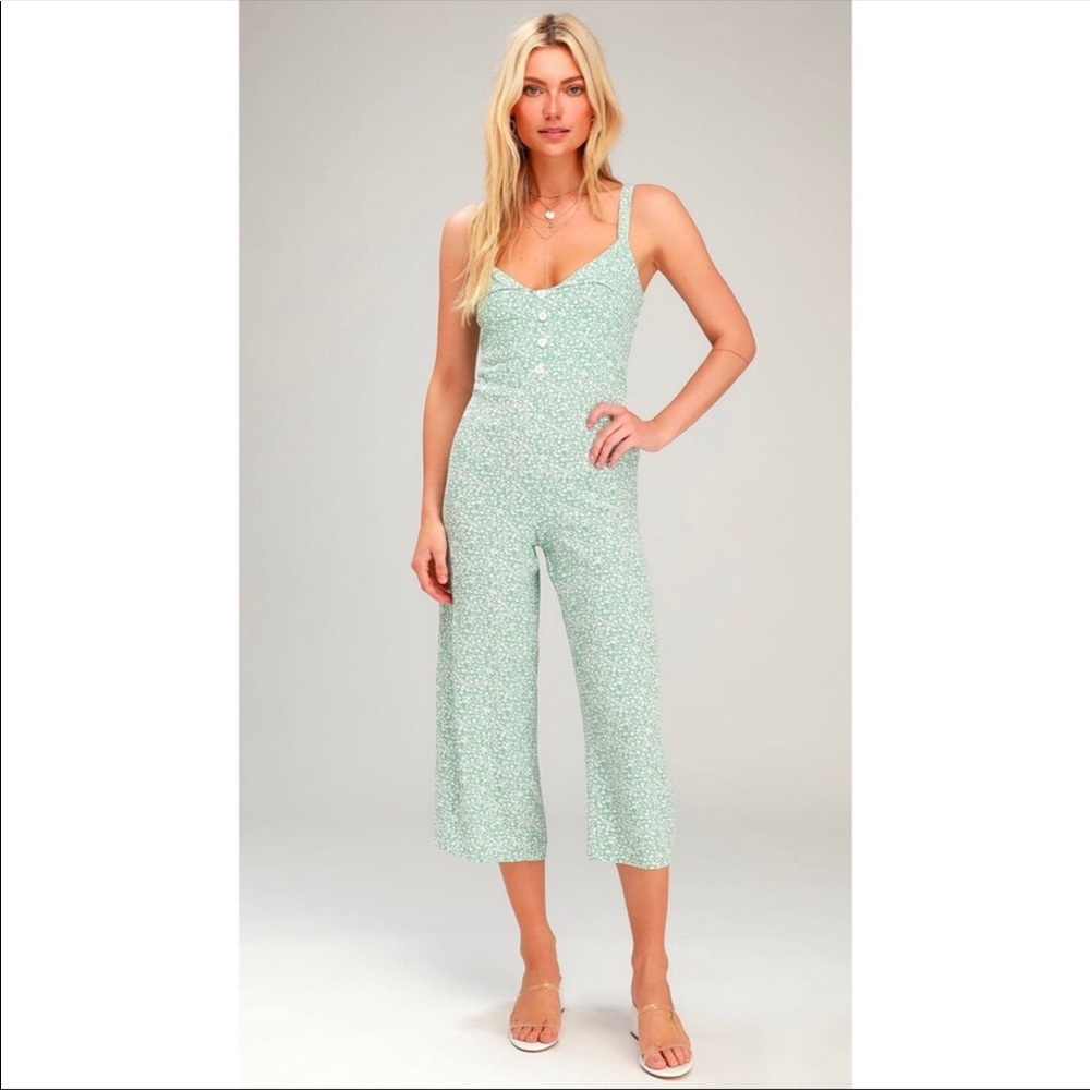 Faithfull the Brand Green Floral Jumpsuit